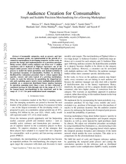 Audience Creation for Consumables -- Simple and Scalable Precision
  Merchandising for a Growing Marketplace