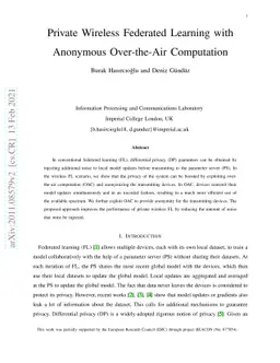 Private Wireless Federated Learning with Anonymous Over-the-Air
  Computation