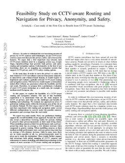 Feasibility Study on CCTV-aware Routing and Navigation for Privacy,
  Anonymity, and Safety. Jyvaskyla -- Case-study of the First City to Benefit
  from CCTV-aware Technology. (Preprint)
