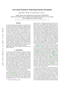Adversarial Training for Multi-domain Speaker Recognition