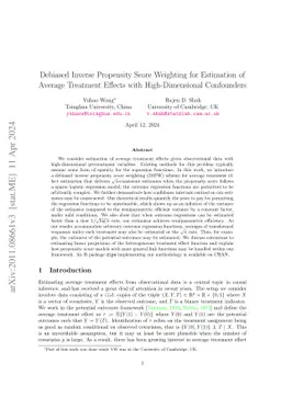 Debiased Inverse Propensity Score Weighting for Estimation of Average
  Treatment Effects with High-Dimensional Confounders