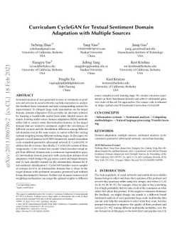 Curriculum CycleGAN for Textual Sentiment Domain Adaptation with
  Multiple Sources