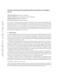 Towards evaluating and eliciting high-quality documentation for
  intelligent systems