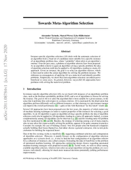 Towards Meta-Algorithm Selection