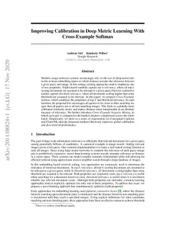 Improving Calibration in Deep Metric Learning With Cross-Example Softmax