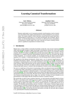 Learning Canonical Transformations