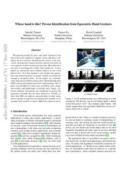 Whose hand is this? Person Identification from Egocentric Hand Gestures