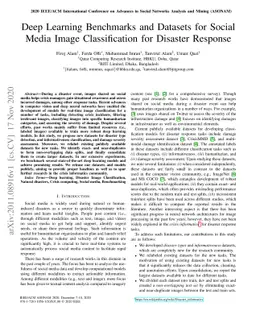 Deep Learning Benchmarks and Datasets for Social Media Image
  Classification for Disaster Response