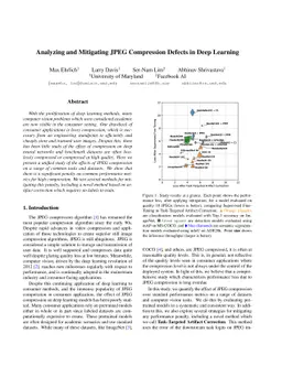Analyzing and Mitigating JPEG Compression Defects in Deep Learning