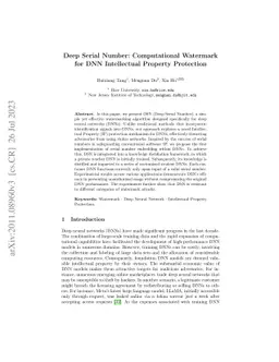 Deep Serial Number: Computational Watermarking for DNN Intellectual
  Property Protection