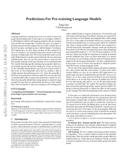 Predictions For Pre-training Language Models