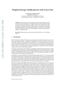 Weighted Entropy Modification for Soft Actor-Critic