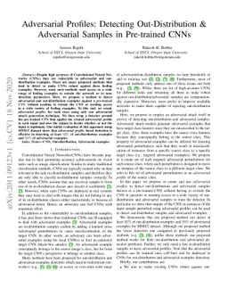 Adversarial Profiles: Detecting Out-Distribution & Adversarial Samples
  in Pre-trained CNNs