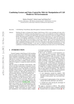 Combining Gesture and Voice Control for Mid-Air Manipulation of CAD
  Models in VR Environments