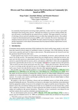Diverse and Non-redundant Answer Set Extraction on Community QA based on
  DPPs