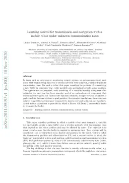 Learning control for transmission and navigation with a mobile robot
  under unknown communication rates