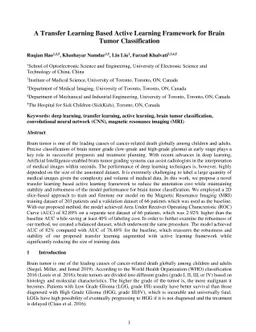 A Transfer Learning Based Active Learning Framework for Brain Tumor
  Classification