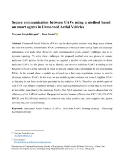 Secure communication between UAVs using a method based on smart agents
  in unmanned aerial vehicles