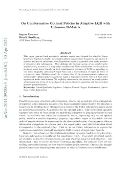 On Uninformative Optimal Policies in Adaptive LQR with Unknown B-Matrix
