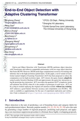 End-to-End Object Detection with Adaptive Clustering Transformer