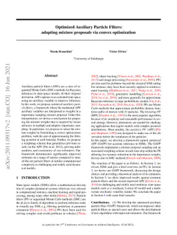 Optimized Auxiliary Particle Filters: adapting mixture proposals via
  convex optimization