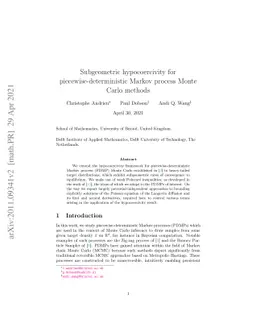 Subgeometric hypocoercivity for piecewise-deterministic Markov process
  Monte Carlo methods