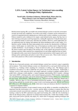 LAVA: Latent Action Spaces via Variational Auto-encoding for Dialogue
  Policy Optimization