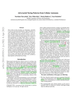 Adversarial Turing Patterns from Cellular Automata