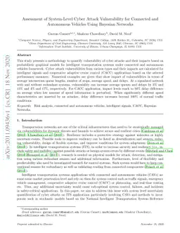 Assessment of System-Level Cyber Attack Vulnerability for Connected and
  Autonomous Vehicles Using Bayesian Networks