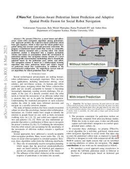 EWareNet: Emotion Aware Human Intent Prediction and Adaptive Spatial
  Profile Fusion for Social Robot Navigation