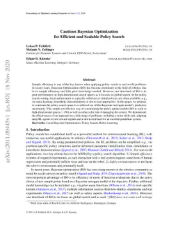 Cautious Bayesian Optimization for Efficient and Scalable Policy Search