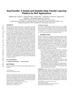 EasyTransfer -- A Simple and Scalable Deep Transfer Learning Platform
  for NLP Applications