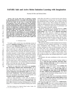 SAFARI: Safe and Active Robot Imitation Learning with Imagination