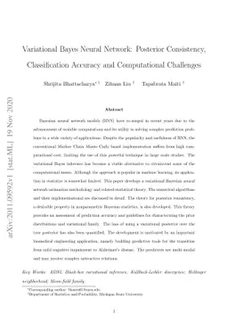 Variational Bayes Neural Network: Posterior Consistency, Classification
  Accuracy and Computational Challenges