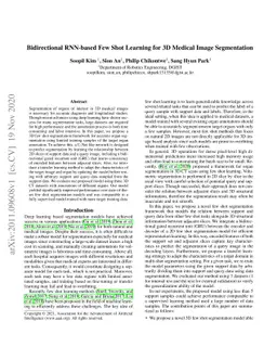 Bidirectional RNN-based Few Shot Learning for 3D Medical Image
  Segmentation