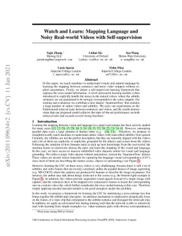 Watch and Learn: Mapping Language and Noisy Real-world Videos with
  Self-supervision