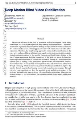 Deep Motion Blind Video Stabilization