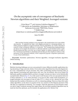 On the asymptotic rate of convergence of Stochastic Newton algorithms
  and their Weighted Averaged versions