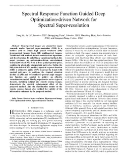 Spectral Response Function Guided Deep Optimization-driven Network for
  Spectral Super-resolution
