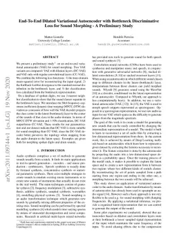End-To-End Dilated Variational Autoencoder with Bottleneck
  Discriminative Loss for Sound Morphing -- A Preliminary Study