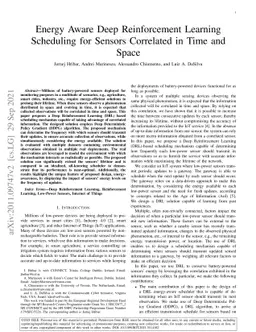 Energy Aware Deep Reinforcement Learning Scheduling for Sensors
  Correlated in Time and Space