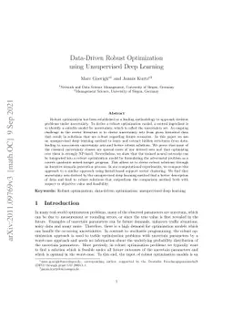 Data-Driven Robust Optimization using Unsupervised Deep Learning
