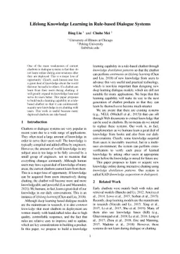 Lifelong Knowledge Learning in Rule-based Dialogue Systems