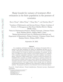 Sharp bounds for variance of treatment effect estimators in the finite
  population in the presence of covariates
