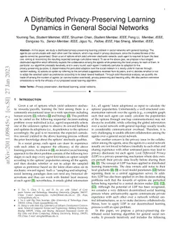 A Distributed Privacy-Preserving Learning Dynamics in General Social
  Networks