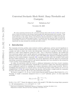 Contextual Stochastic Block Model: Sharp Thresholds and Contiguity