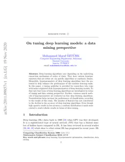 On tuning deep learning models: a data mining perspective