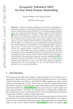 Irregularly Tabulated MLP for Fast Point Feature Embedding