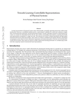 Towards Learning Controllable Representations of Physical Systems