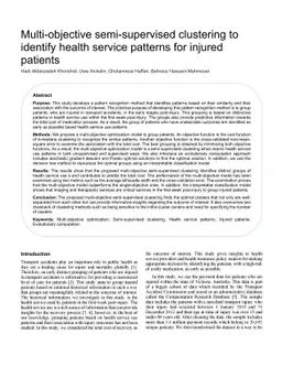 Multi-objective semi-supervised clustering to identify health service
  patterns for injured patients